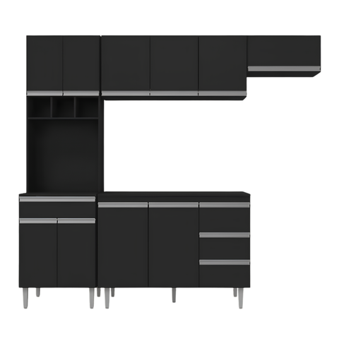 Cozinha Completa Premium Ravena 280cm com Torre Quente:Preto