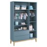 Guarda Roupa Infantil 3 Portas e Cômoda com Porta New Classic Azul com Pés Madeira Natural - Reller - 3