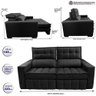 Sofá Retrátil e Reclinável 2,20M Molas Ensacadas e Costura Tripla Cama Inbox Nobre Suede Preto - 2