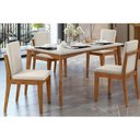 Ver imagem 1 de Sala de Jantar Completa Monalisa C/ Tampo Madeirado C/ Vidro 160cm+ 4 Cadeiras Lady Natural - Nesher