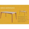 Sala de Jantar Completa Monalisa C/ Tampo Madeirado C/ Vidro 160cm+ 4 Cadeiras Lady Natural - Nesher - 3