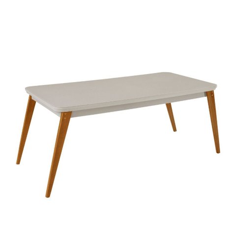 Mesa de Jantar Copper 180cm Madeira Tampo com Vidro Canto Copo Moderna Mobília