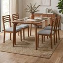 Ver imagem 2 de Mesa de Jantar Papaia com 4 Cadeiras Estofadas Juparana Linho Cinza Ornar