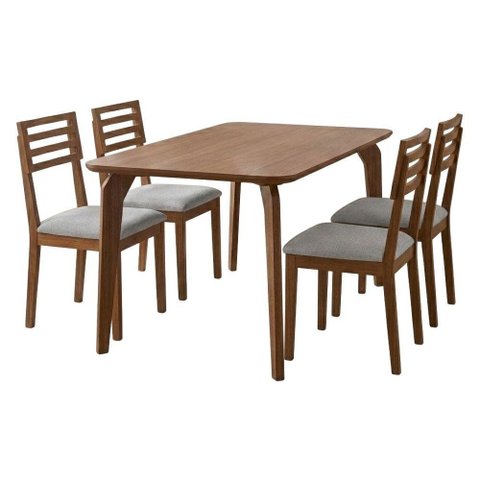 Mesa de Jantar Papaia com 4 Cadeiras Estofadas Juparana Linho Cinza Ornar