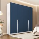 Ver imagem 1 de Guarda Roupa Roupeiro 4 Portas 4 Gavetas Porto Branco Azul Politorno Móveis
