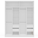 Ver imagem 3 de Guarda Roupa Roupeiro 4 Portas 4 Gavetas Porto Branco Azul Politorno Móveis