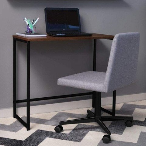 Escrivaninha Mesa Escritório Home Daf Mobiliário 80cm Industrial Pinus e Preto Marrom