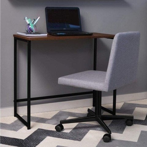 Escrivaninha Mesa Escritório Home Daf Mobiliário 80cm Industrial Castanho e Preto Marrom