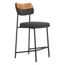 Ver imagem 1 de Banqueta Média Cozinha Lila Estofada Couríssimo Whisky Linho Grafite - Desk Design