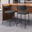 Ver imagem 3 de Banqueta Média Cozinha Lila Estofada Couríssimo Whisky Linho Grafite - Desk Design