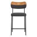 Ver imagem 2 de Banqueta Média Cozinha Lila Estofada Couríssimo Whisky Linho Grafite - Desk Design