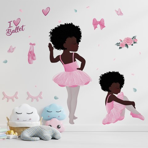 Adesivo de Parede Decorativo Infantil Bailarina Love Ballet