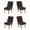Jogo 04 Cadeiras de Jantar Estofada Cozinha Paris Suede Marrom Eli Móveis - 1