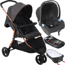 Ver imagem 1 de Carrinho Burigotto Cr3 Gray Cobre com Moises Bebe Conforto Base