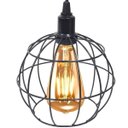Ver imagem 3 de 2 Pendentes Aramado Globo Luminária Lustre Retrô Balcão Preto + 2 Lâmpadas Led St64 Vintage