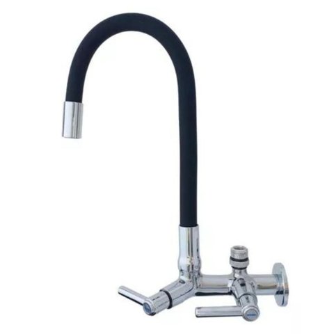 2163 C80 Torneira Gourmet Bica Móvel para Parede de Cozinha Tubo Preto Flexível Arejador Acoplado Co