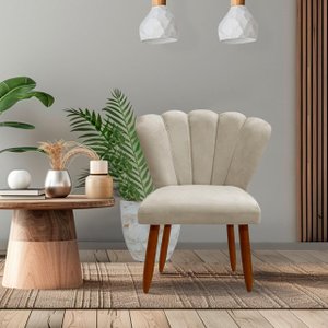 Poltrona Cadeira Pétala Penteadeira - Dritex:suede Bege