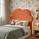 Ver imagem 1 de Cabeceira Infantil Cama Solteiro 100cm Orgânica Curva Nuvem Bouclê Terracota - Montanari's Decor