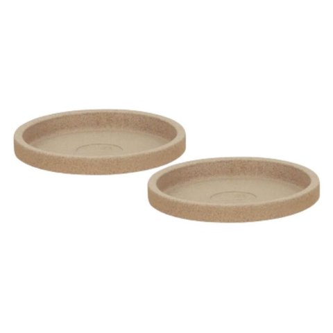 Kit 2 Pratos Pequenos para Vaso de Flor Tramontina Plástico Reciclável Granito Areia Jardim