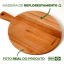 Ver mais imagens de Tábua Redonda Pizza 25 cm Cabo Madeira Eucalipto Grande Mesa Posta Servir Petiscos Frios Churrasco
