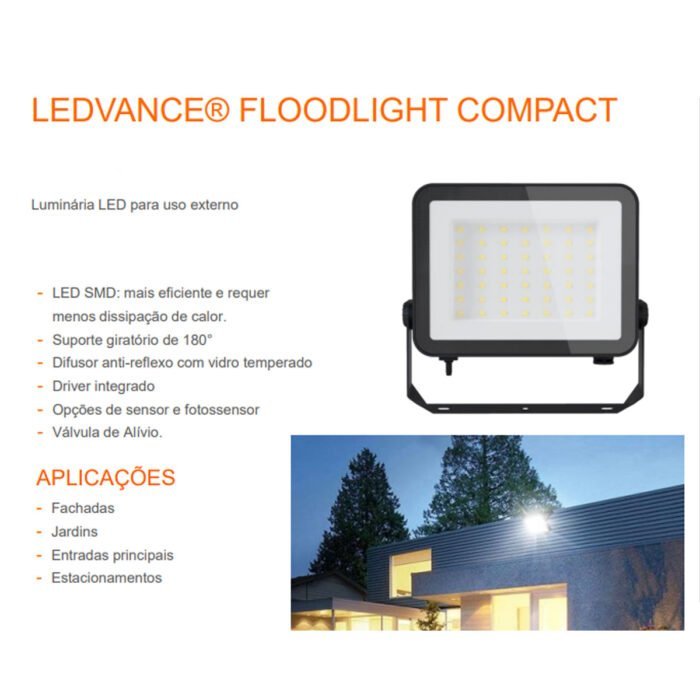 Refletor Led 30w Luz Branca Fria Bivolt Floodlight Ledvance - 2