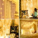 Ver imagem 2 de Cortina 300 Led 3x3m Branco Quente Pisca 8 Modos de Iluminação Luz Fada Usb Decoração Natal Festa