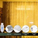 Ver imagem 4 de Cortina 300 Led 3x3m Branco Quente Pisca 8 Modos de Iluminação Luz Fada Usb Decoração Natal Festa