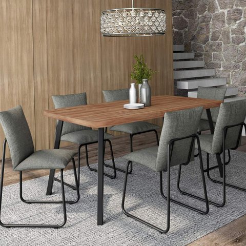 Conjunto Jantar Mesa Retangular 160cm C/ 6 Cadeiras Soft Np