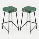 Ver imagem 2 de Kit 02 Banquetas Médias para Cozinha Vik Estofada Couríssimo Verde - Abmaza