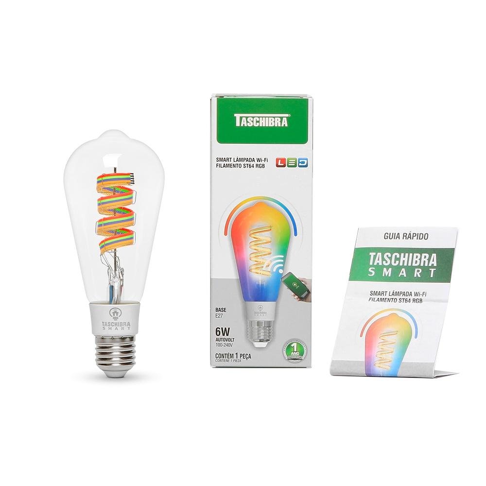 Lâmpada Inteligente Smart LED Filamento Wi-Fi Taschibra ST64 RGB 6W - 3