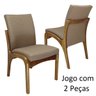 Cadeira para Cozinha Americana Estofada Imbuia e Linho Marrom Karol 2 Peças - 1