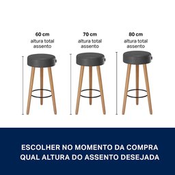 Kit 02 Banquetas Alta 80cm com 3 pés Palito Londres Salaone:Preto - 6