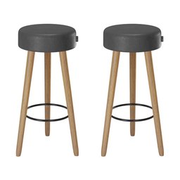 Kit 02 Banquetas Alta 80cm com 3 pés Palito Londres Salaone:Preto - 1