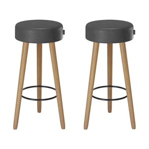 Kit 02 Banquetas Alta 80cm com 3 pés Palito Londres Salaone:Preto