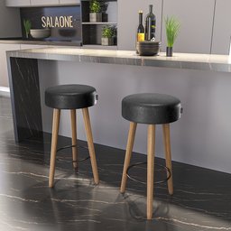 Kit 02 Banquetas Alta 80cm com 3 pés Palito Londres Salaone:Preto - 2