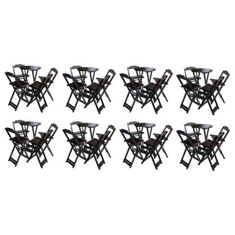 Kit 8 Jogos de Mesa Bistrô de Madeira com 4 Cadeiras Dobrável Ideal para Bar e Restaurante Tabaco