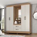 Ver imagem 1 de Guarda Roupa Solteiro 4 Portas Nature Off White com Espelho