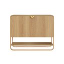 Ver imagem 5 de Sapateira Aparador Orgânica Curva 1 Porta 93cm com Pé Metal 100% BP Luna Marrom/Hanover/Dourado