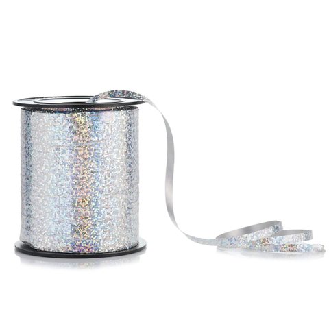 Fitilho Holográfico 5mm X 200m para Amarrar e Decorar Prateado Silver Festas Silverfestas