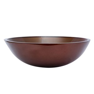 Kit Banheiro Cuba de Vidro Redonda 35 cm com Válvula Click:Marrom