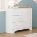 Ver imagem 1 de Cômoda Infantil Popy Retrô Peroba em MDF Branco 1 Porta Lisa