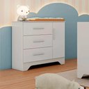 Ver imagem 4 de Cômoda Infantil Popy Retrô Peroba em MDF Branco 1 Porta Lisa