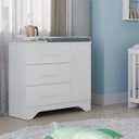 Ver imagem 3 de Cômoda Infantil Popy Retrô Peroba em MDF Branco 1 Porta Lisa
