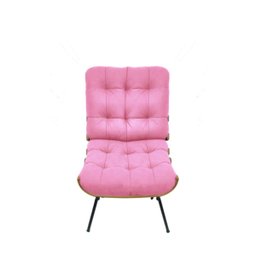 Poltrona Costela Decorativa Sala De Estar Luxo Suede Rosa - 1