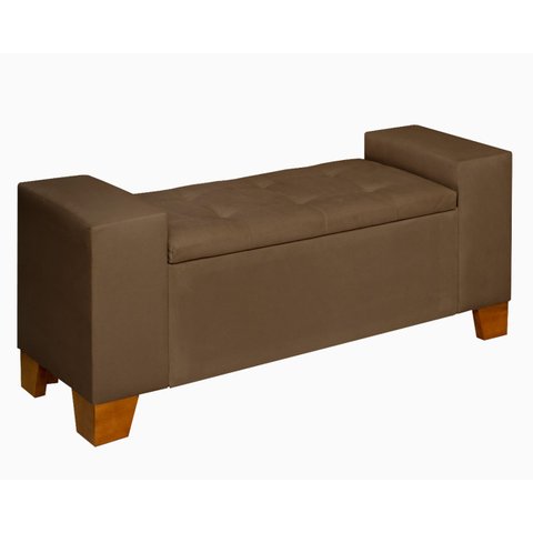 Recamier Baú Berlin 1,30m Decorativo Premium para Cama Casal Estilo Closet Estofado Cor Marrom