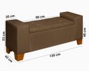 Ver imagem 6 de Recamier Baú Berlin 1,30m Decorativo Premium para Cama Casal Estilo Closet Estofado Cor Marrom