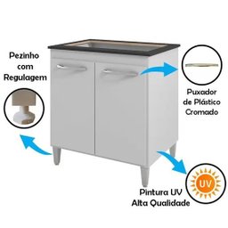 Balcão Cooktop 5 Bocas Multiuso Cozinha 2 Portas Armarinho Cuzinha - 3
