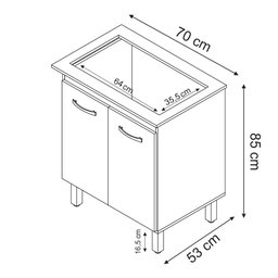Balcão Cooktop 5 Bocas Multiuso Cozinha 2 Portas Armarinho Cuzinha - 4