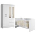 Ver imagem 1 de Berço com Guarda Roupa Americano Soft Mobi 4 Portas Branco Albatroz Móveis