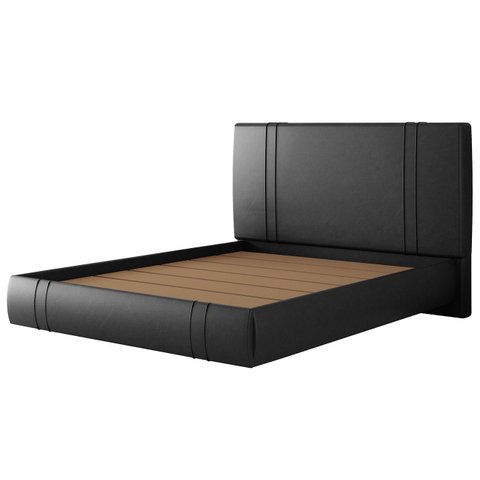 Cama Queen Flutuante com Cabeceira 160cm Lyra Sintético Preto S05 - Mpozenato